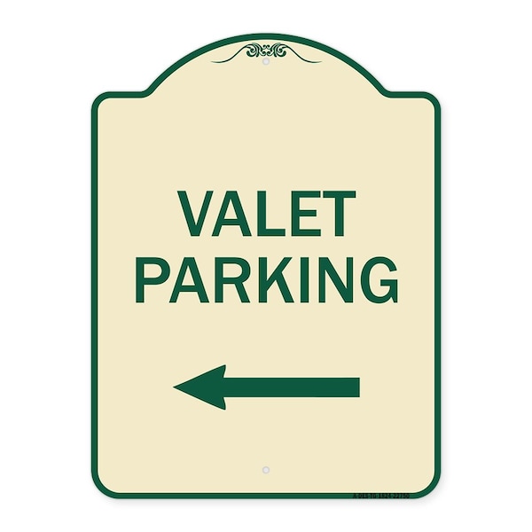 Signmission Valet Parking with Left Arrow Heavy-Gauge Aluminum Architectural Sign, 24" x 18", TG-1824-22750 A-DES-TG-1824-22750 - main